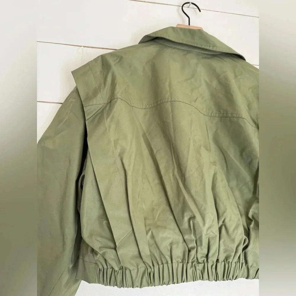 NWOT Free People Looking Glass Cropped Trench Coat in Loden color Small